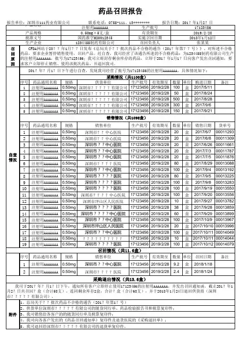 药品召回报告