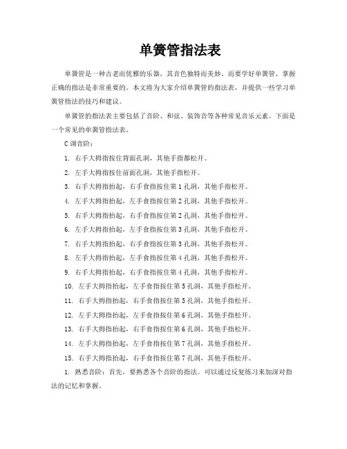 单簧管指法表