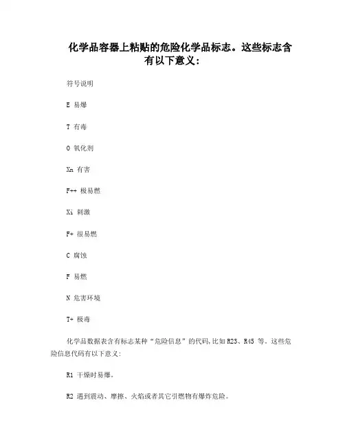化学试剂安全危险等级