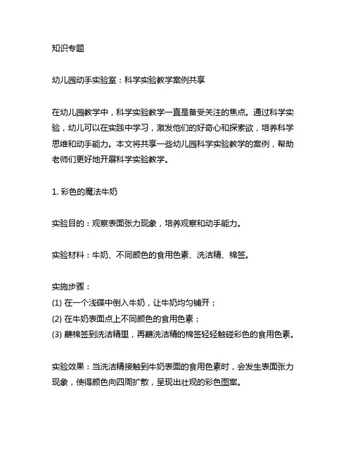 幼儿园动手实验室：科学实验教学案例分享