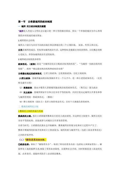 第一节古希腊城邦的政治制度自考本知识点总结