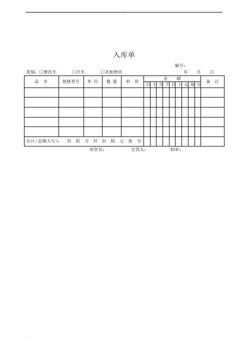 仓库管理表格出入库