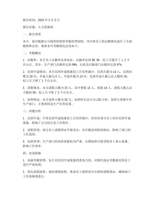 考勤日常总结报告范文