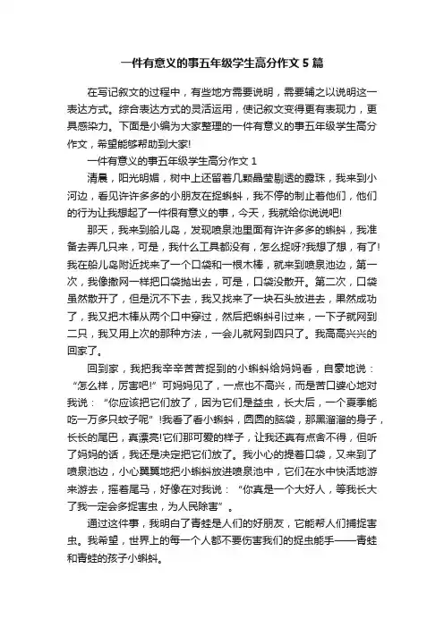 一件有意义的事五年级学生高分作文5篇