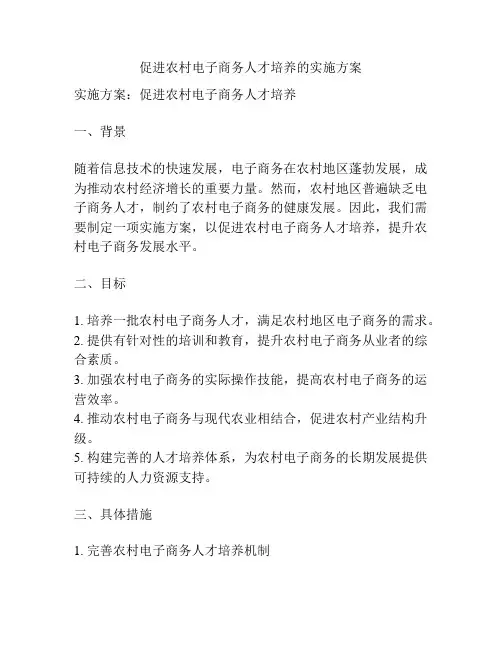 促进农村电子商务人才培养的实施方案