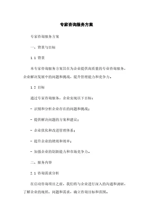 专家咨询服务方案