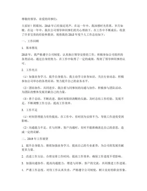 18年度考核个人工作总结