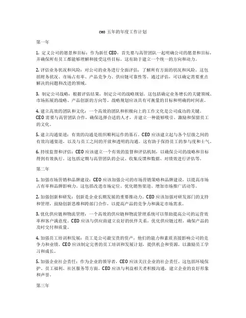 ceo五年的年度工作计划