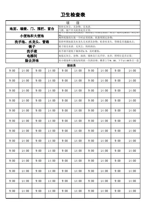 洗手间卫生检查表