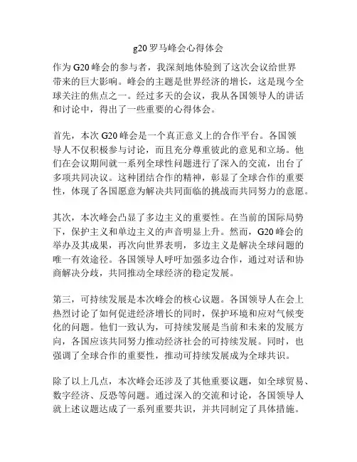 g20罗马峰会心得体会