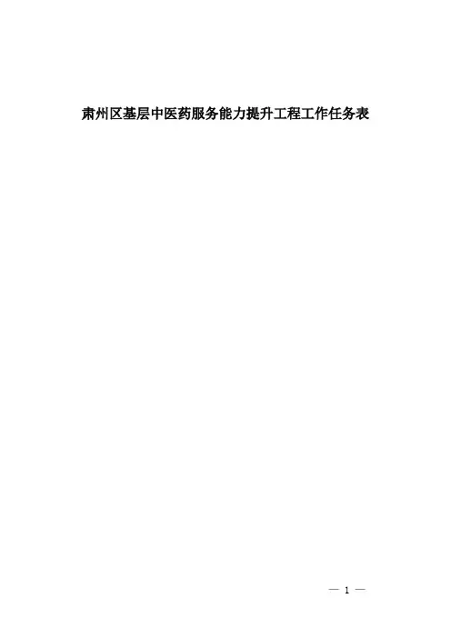 《基层中医药服务能力提升工程工作任务表》