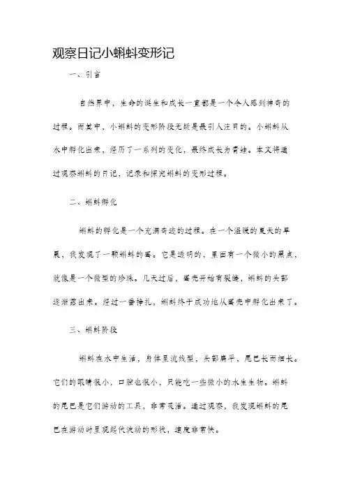 观察日记小蝌蚪变形记