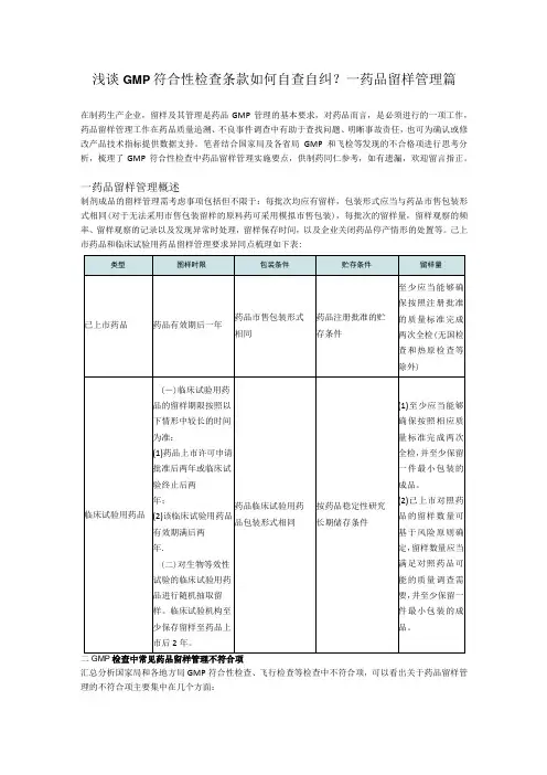 浅谈GMP符合性检查条款如何自查自纠？-药品留样管理篇