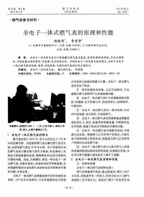 全电子一体式燃气表的原理和性能
