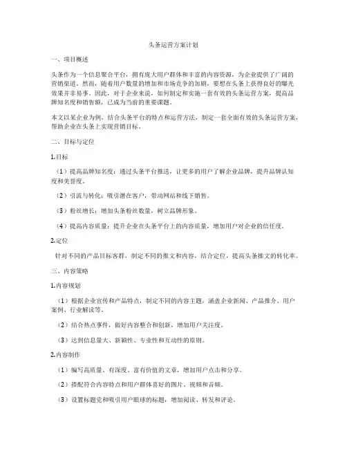头条运营方案计划