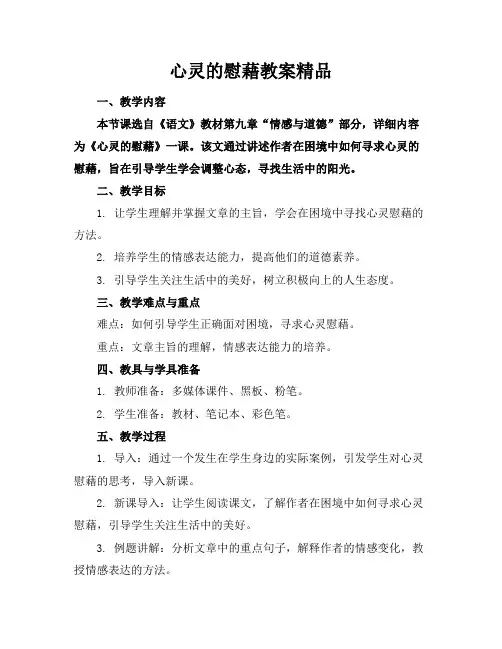 心灵的慰藉教案精品
