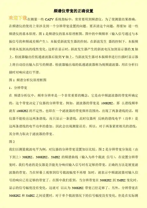 频谱仪带宽的正确设置