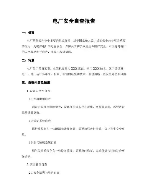 电厂安全自查报告