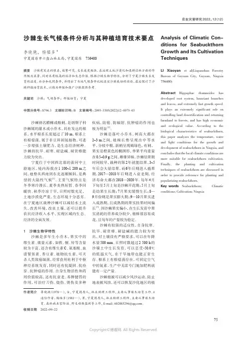 沙棘生长气候条件分析与其种植培育