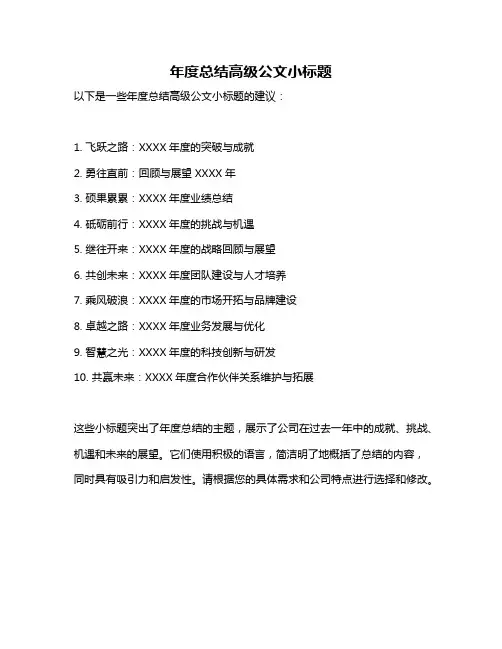 年度总结高级公文小标题