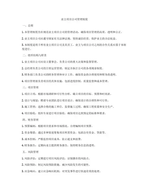 业主项目公司管理制度