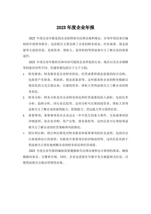 2023年度企业年报