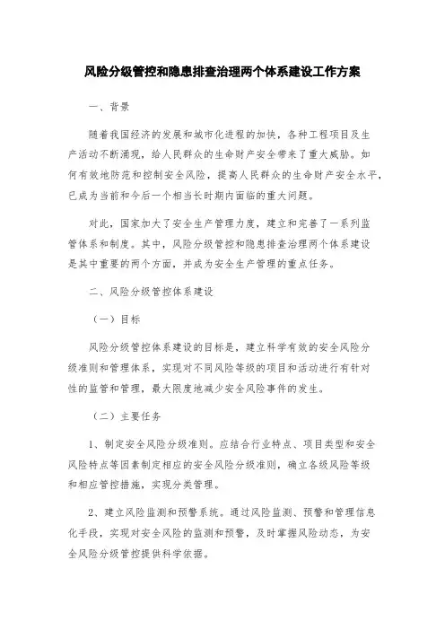 风险分级管控和隐患排查治理两个体系建设工作方案