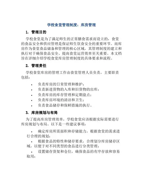 学校食堂管理制度库房管理