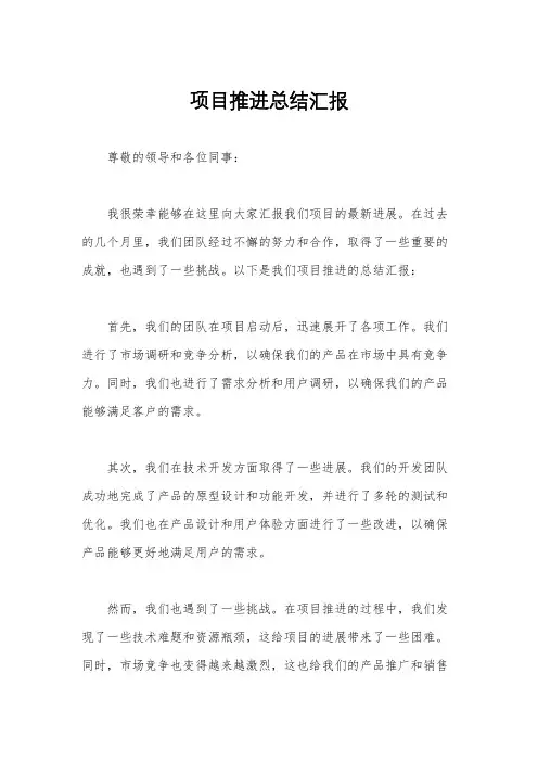 项目推进总结汇报