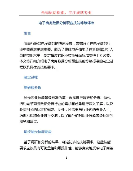 电子商务数据分析职业技能等级标准