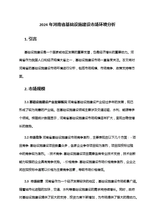 2024年河南省基础设施建设市场环境分析