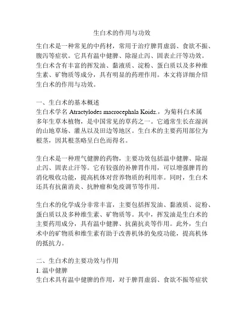 生白术的作用与功效