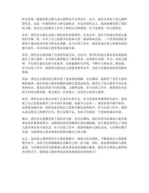 幼儿教师团代会心得体会
