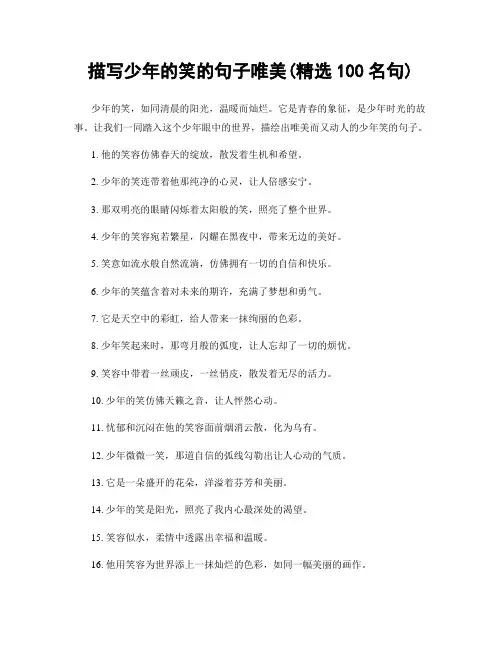描写少年的笑的句子唯美(精选100句)