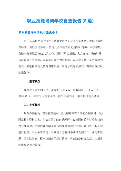 职业技能培训学校自查报告(8篇)