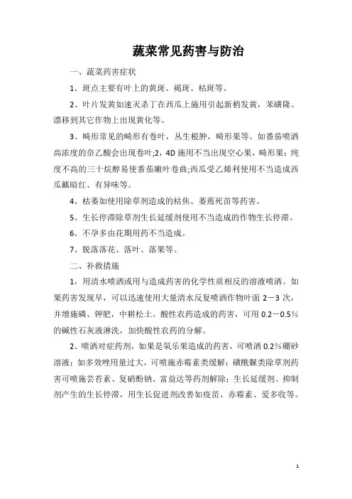 蔬菜常见药害与防治