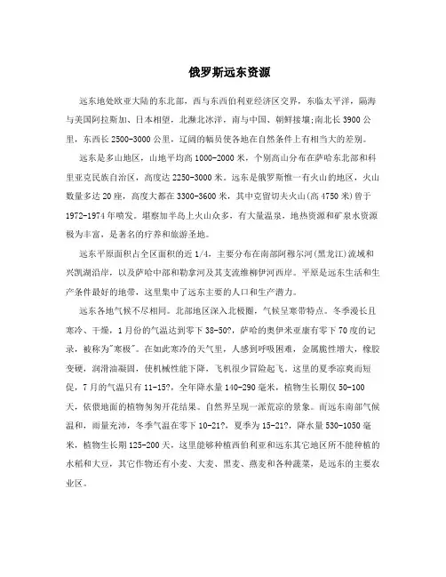 俄罗斯远东资源