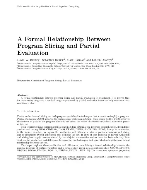 Under consideration for publication in Formal Aspects of Computing A Formal Relationship Be