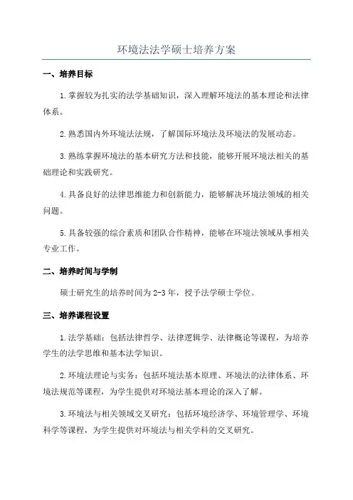 环境法法学硕士培养方案