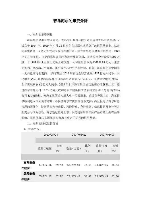 青岛海尔的筹资分析