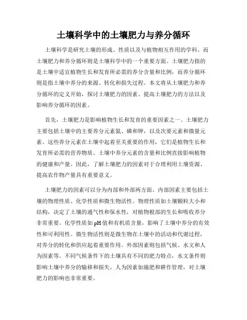 土壤科学中的土壤肥力与养分循环