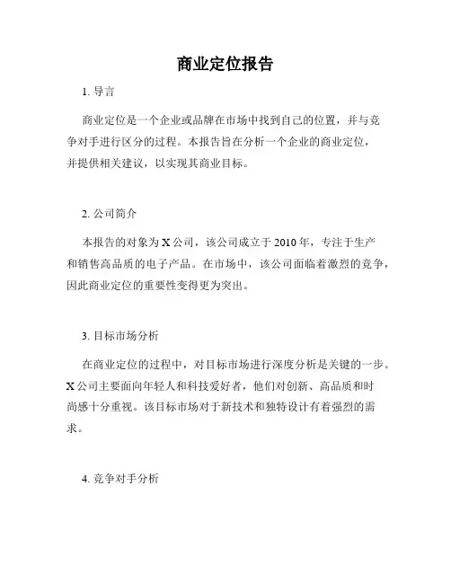 商业定位报告