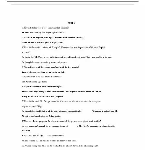 全新版大学英语第二版第一册pairwork问题答案UNIT16.doc
