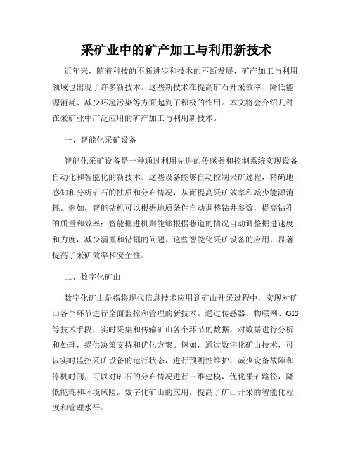 采矿业中的矿产加工与利用新技术