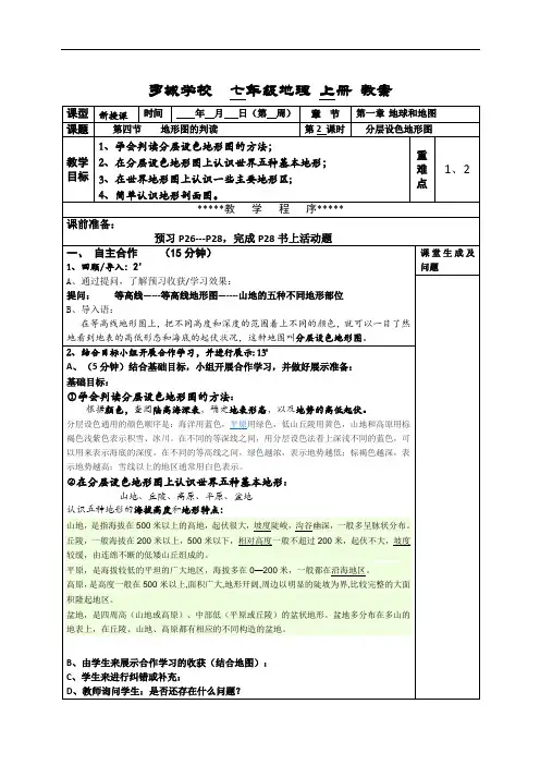 人教版七年级上册地理-1.4.2分层设色地形图.