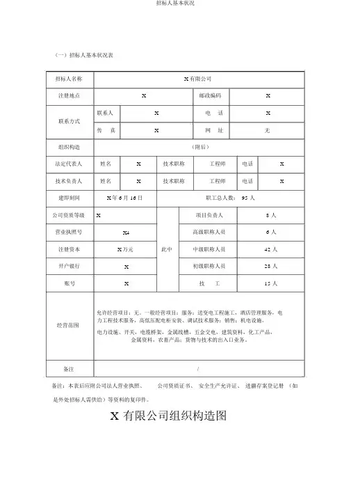 投标人基本情况