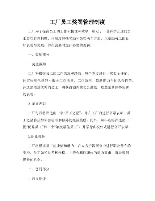 工厂员工奖罚管理制度