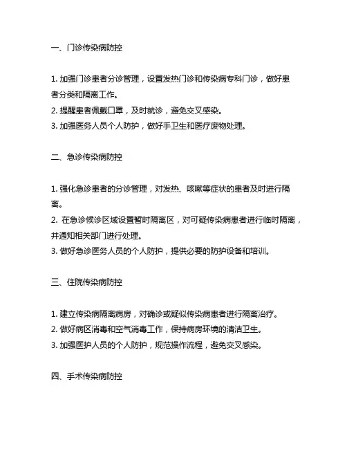 医疗机构传染病防控九大类场景化工作要点