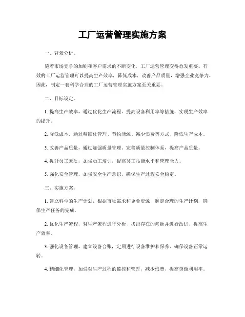 工厂运营管理实施方案