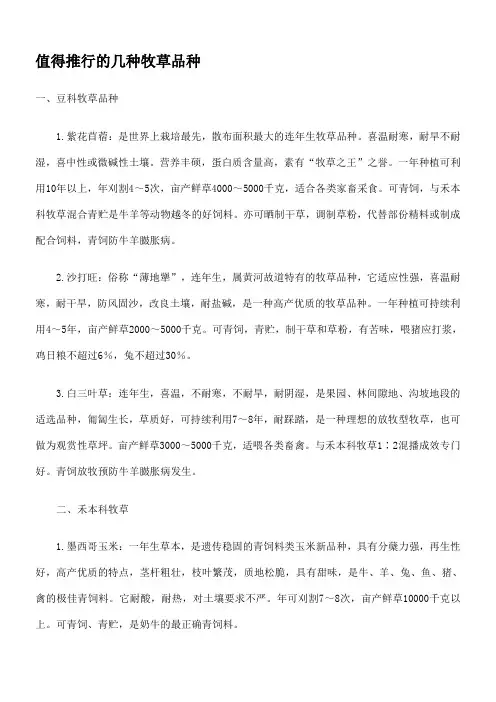 值得推行的几种牧草品种